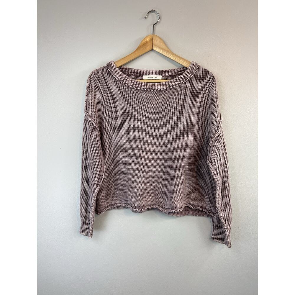 Mustard Seed Sweater Cropped Crew Neck Inside Out Boxy Fit Size S(?) purple